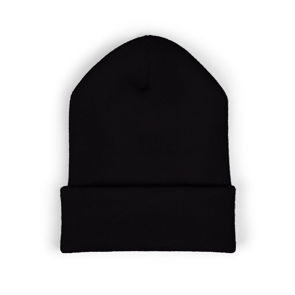 Embroidered Shark Bomb Cuffed Beanie — Yellow Cold-Weather Knit Hat