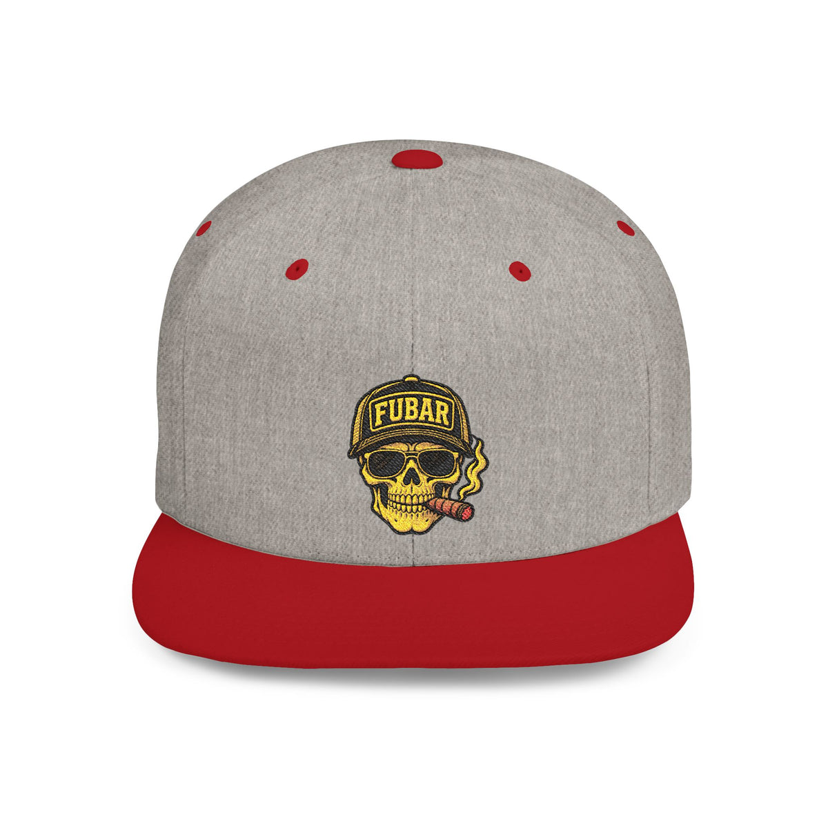 FUBAR Skull Snapback Hat - Flat Bill Embroidered Cap