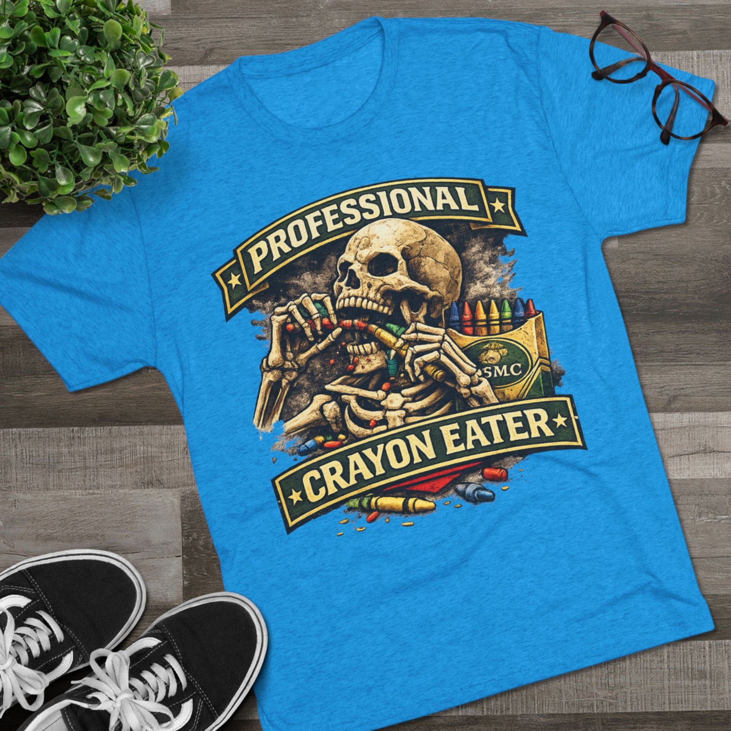 "Professional Crayon Eater" Skull Front & Pin-Up Soldier Back