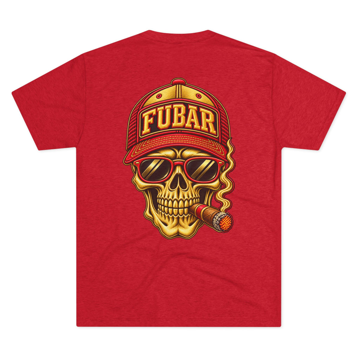 FUBAR Fashion Skull Tee — Retro Skull with Cap & Cigar Graphic
