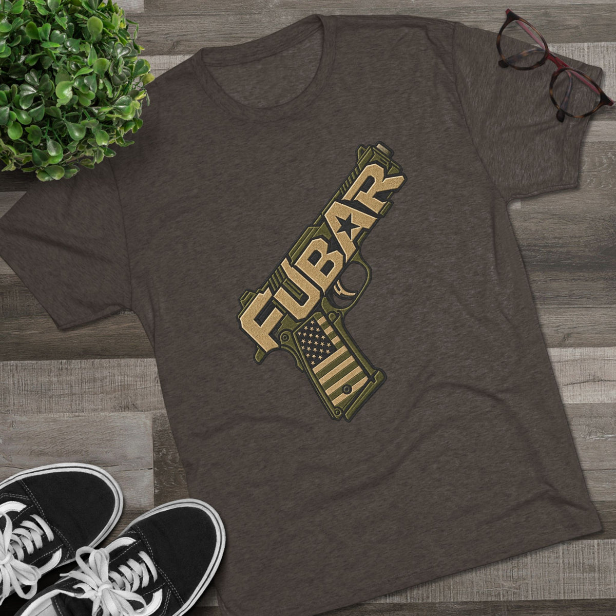 Fubar Military Flag Pistol Design Shirt