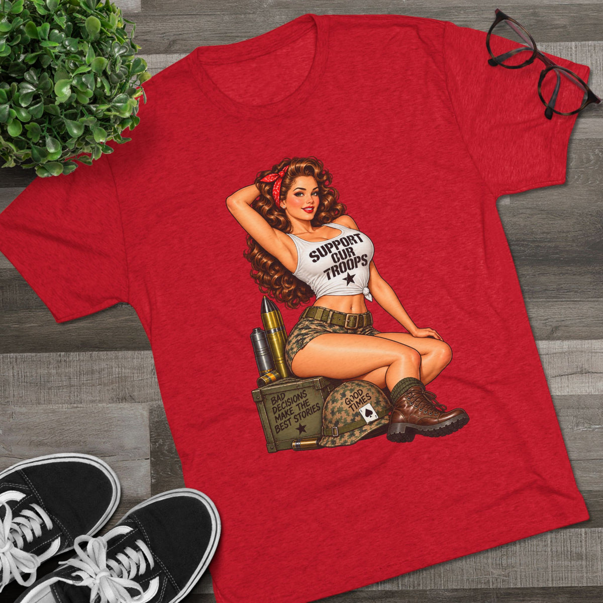 Support Our Troops Pinup T‑Shirt