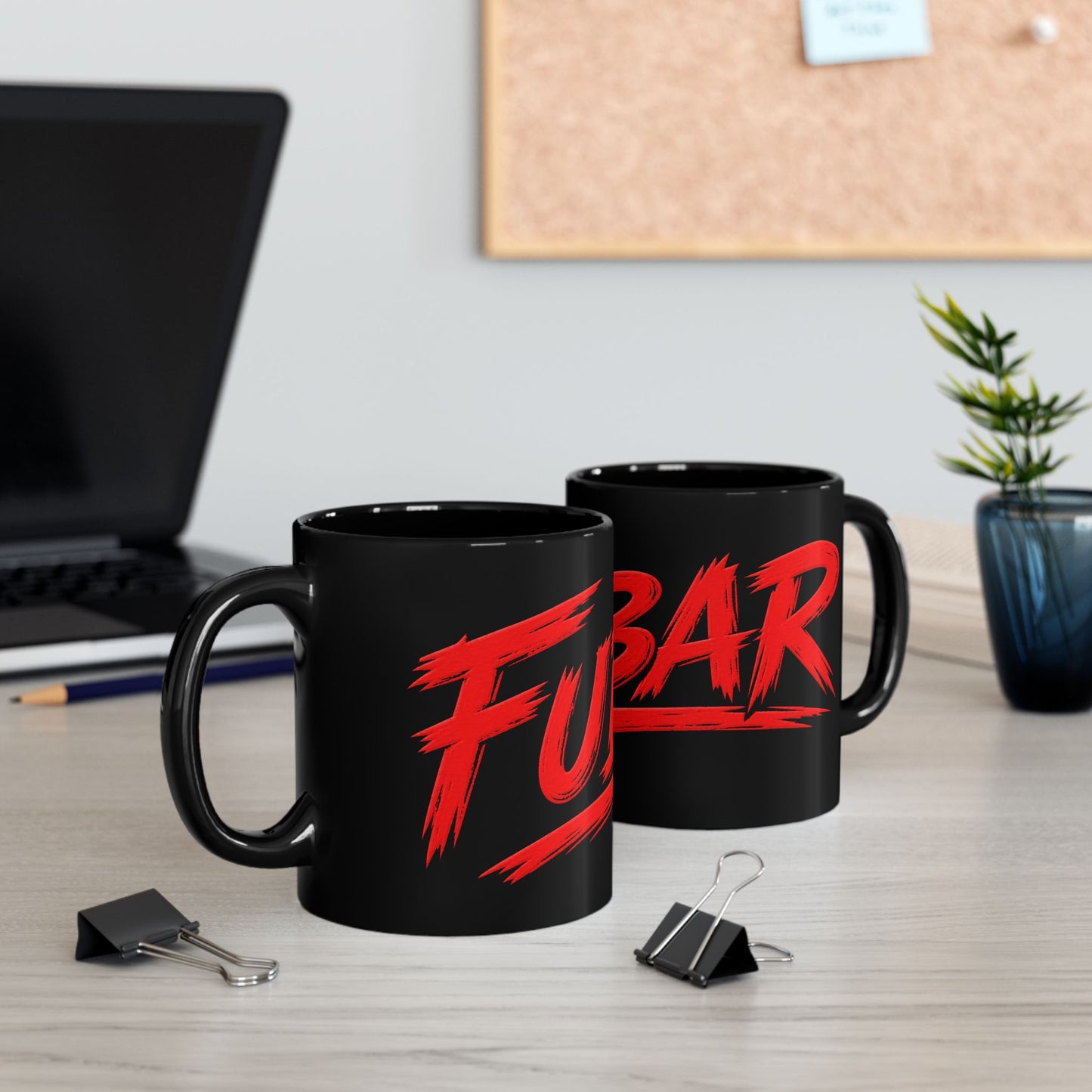 Black Mug with Bold Red 'CUBAR' Brushstroke Design — 11oz & 15oz