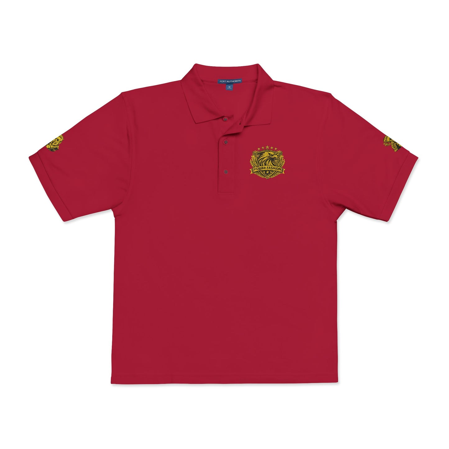 Embroidered Gold Floral Crest Polo Shirt
