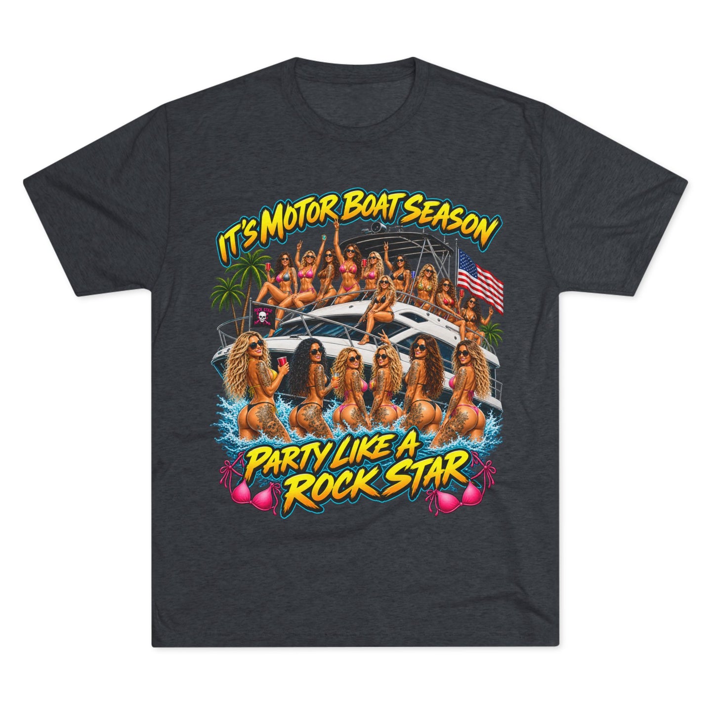 Motor Boat Season Party Tee — "Party Like a Rock Star" Graphic Shirt