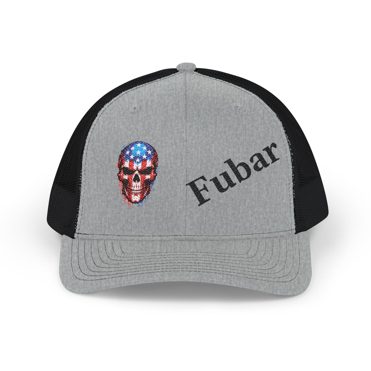 Richardson Patriotic Skull Snapback Trucker Cap (Embroidered)