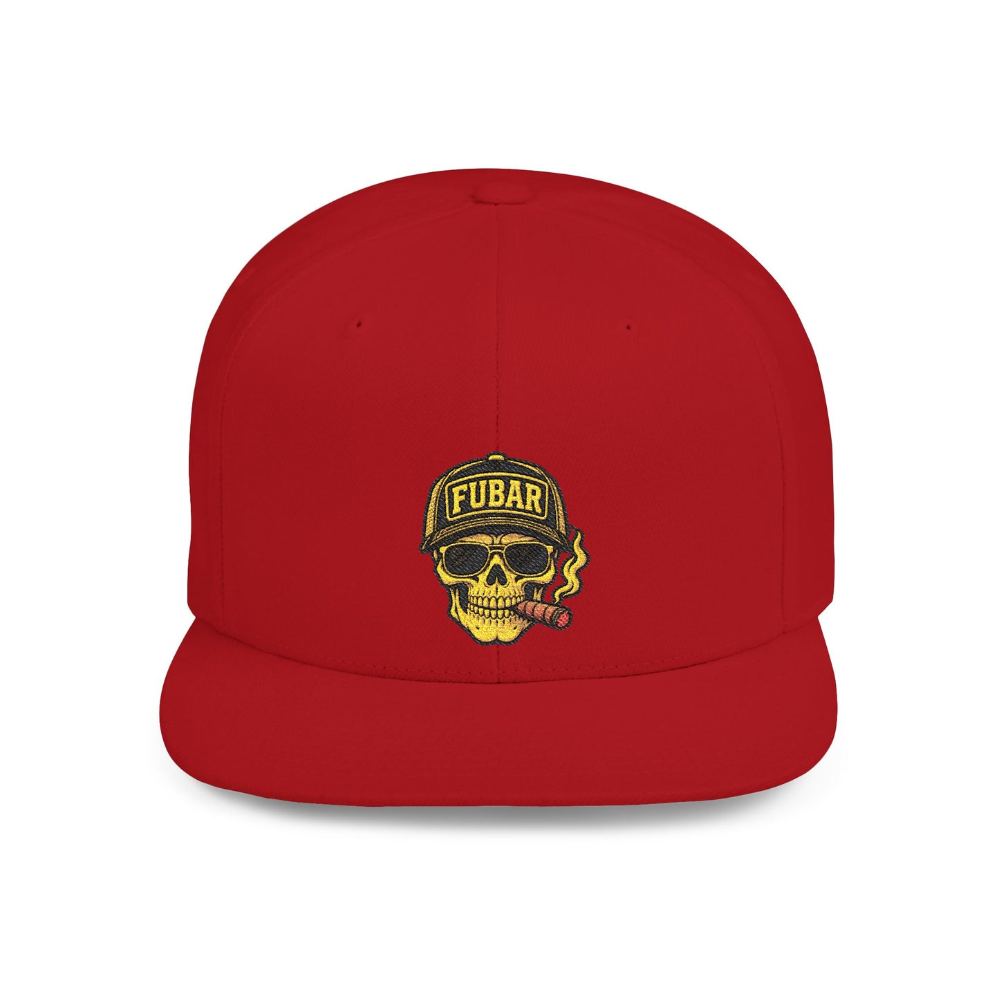 FUBAR Skull Snapback Hat - Flat Bill Embroidered Cap
