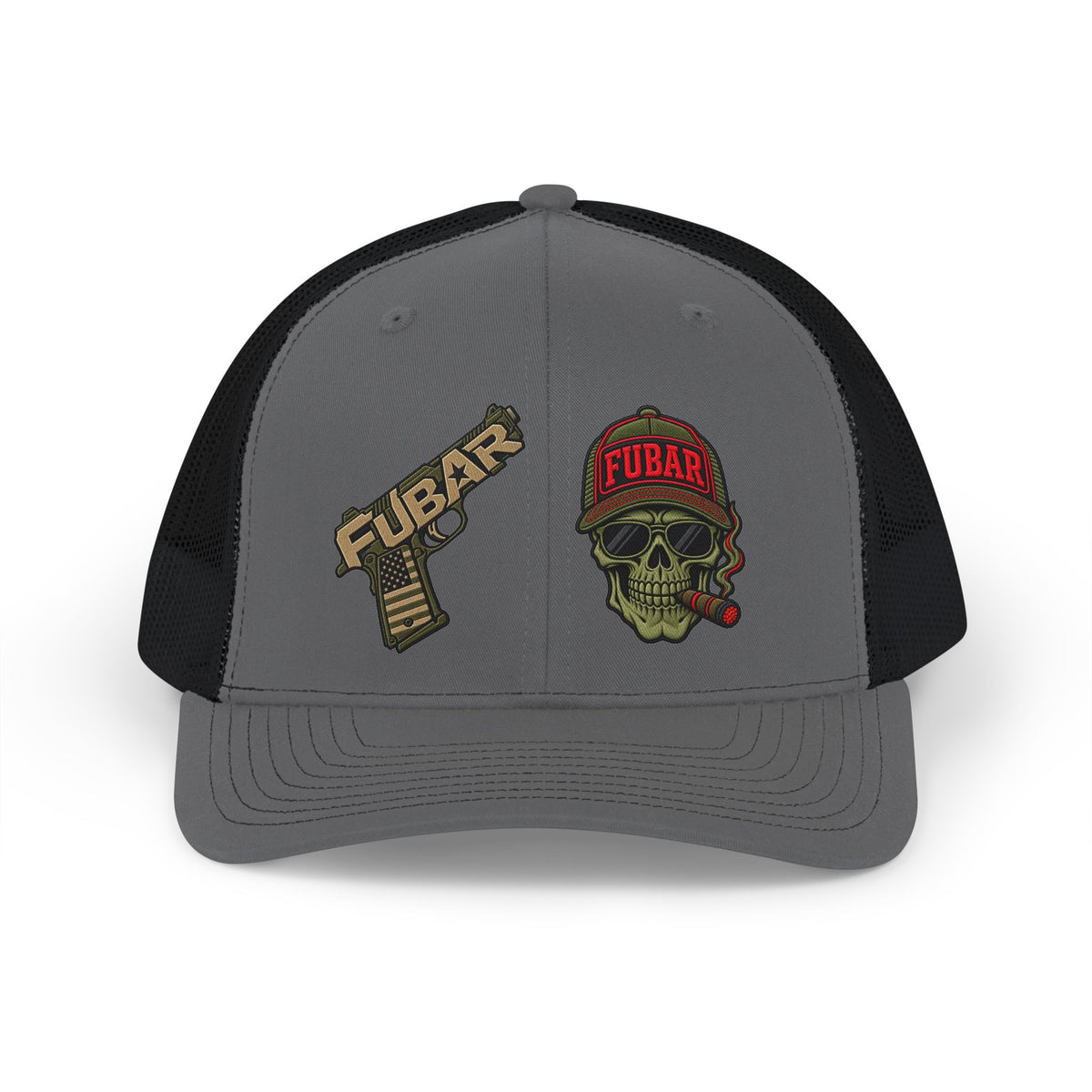 FUBAR Skull Snapback Trucker Cap (Direct-To-Film, Curved-Visor)