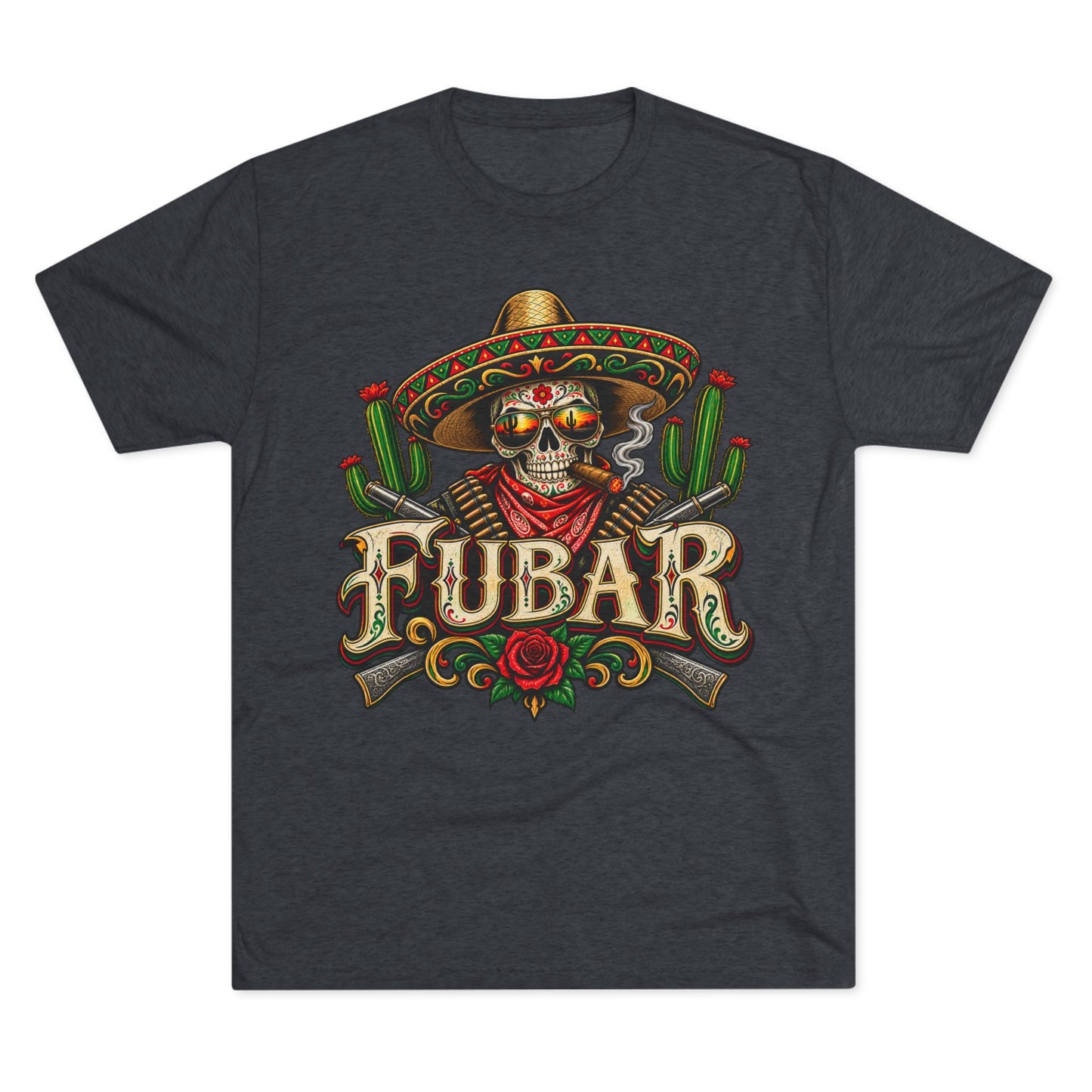 FUBAR Skull Tee — Day of the Dead Sombrero Graphic T-Shirt