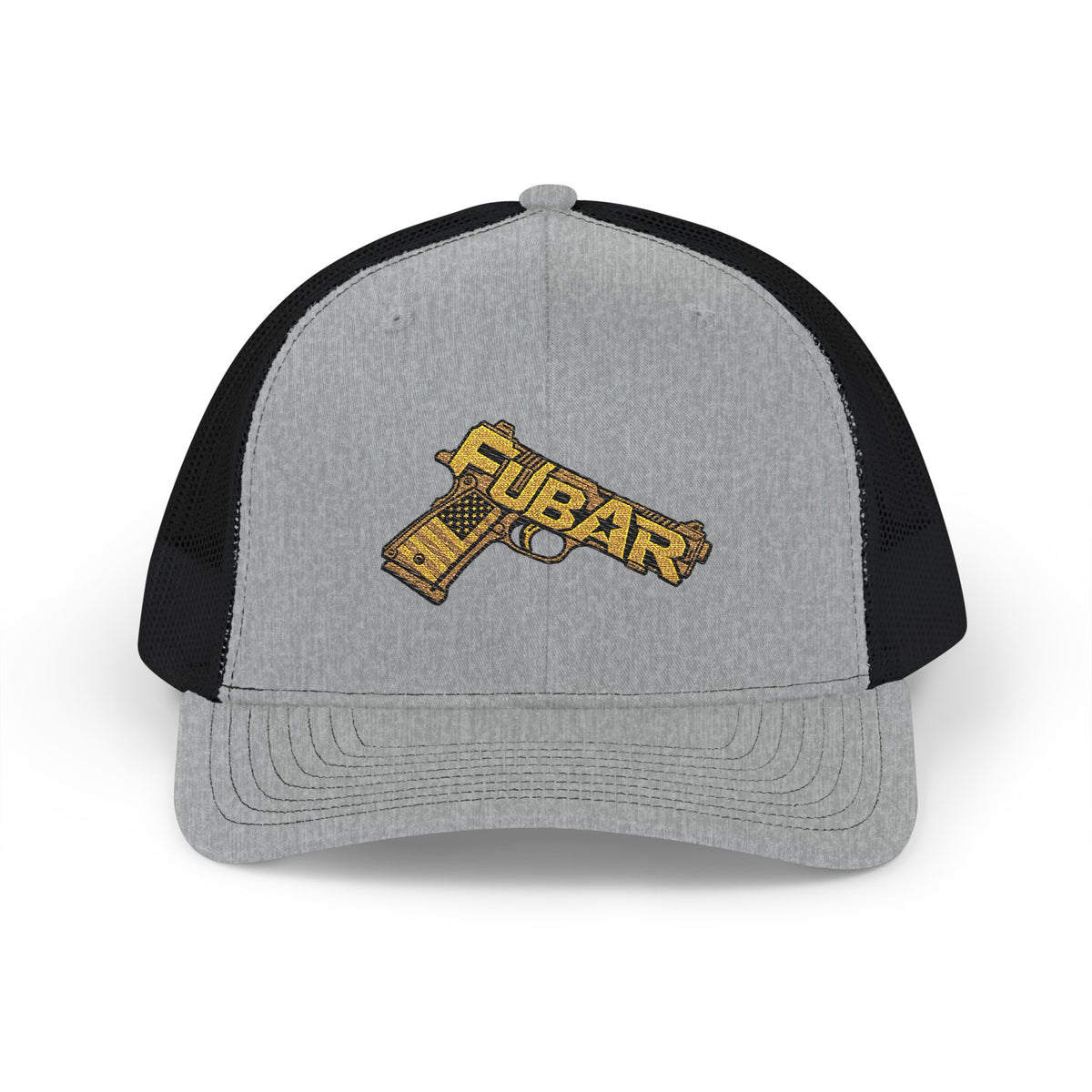 Richardson Trucker Hat –Gun Graphic Snapback Cap (Embroidered)