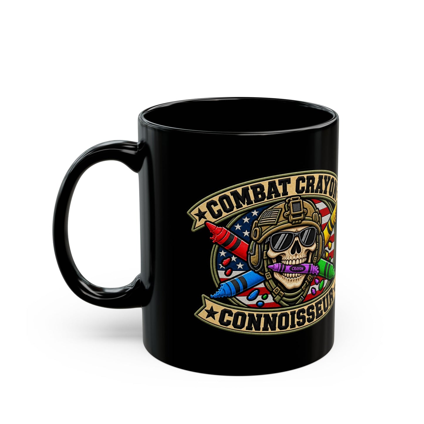 Combat Crayon Connoisseur Black Ceramic Mug