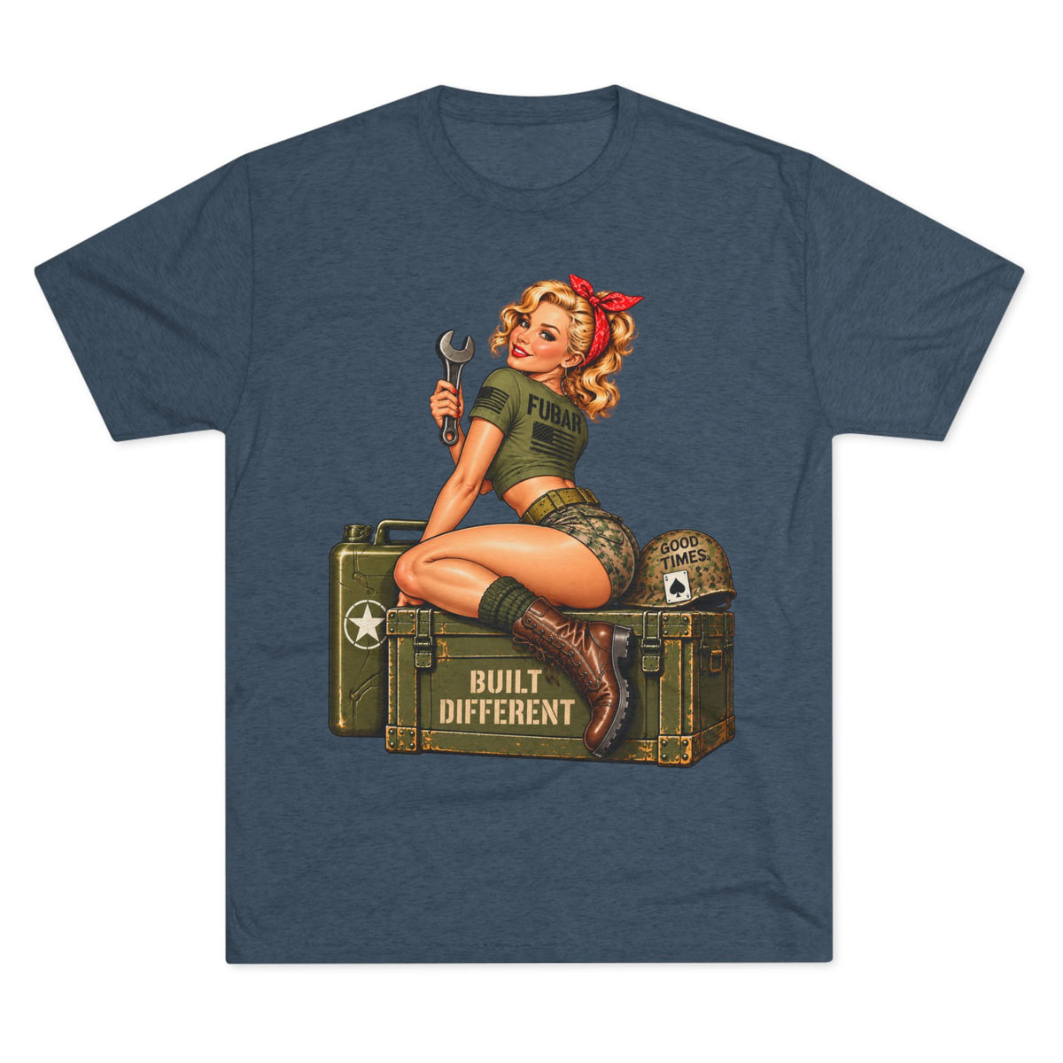 “Built Different” Pin up-Military Shirt