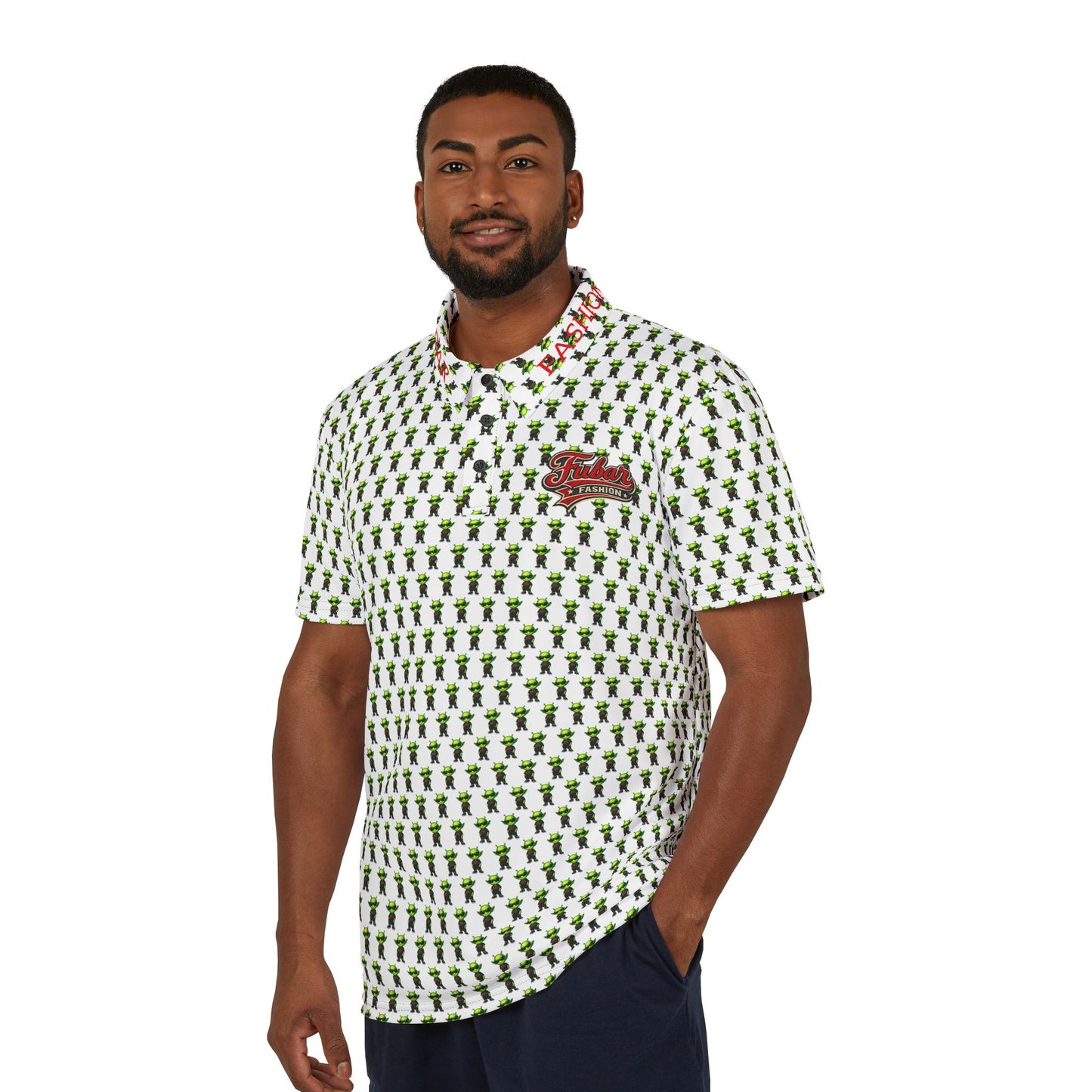 Green Alien all over print Polo Shirt