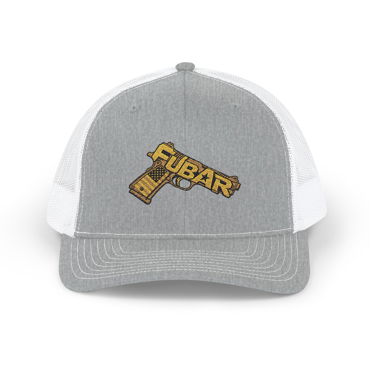 Richardson Trucker Hat –Gun Graphic Snapback Cap (Embroidered)