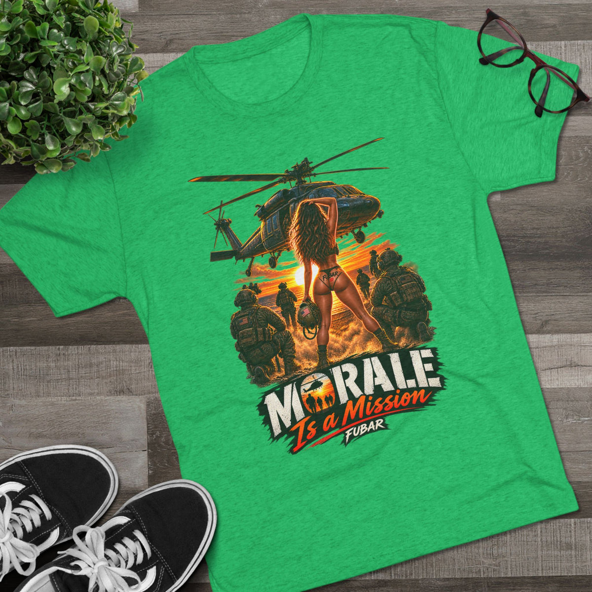 "Morale Is a Mission" FUBAR Skull Graphic Shirt