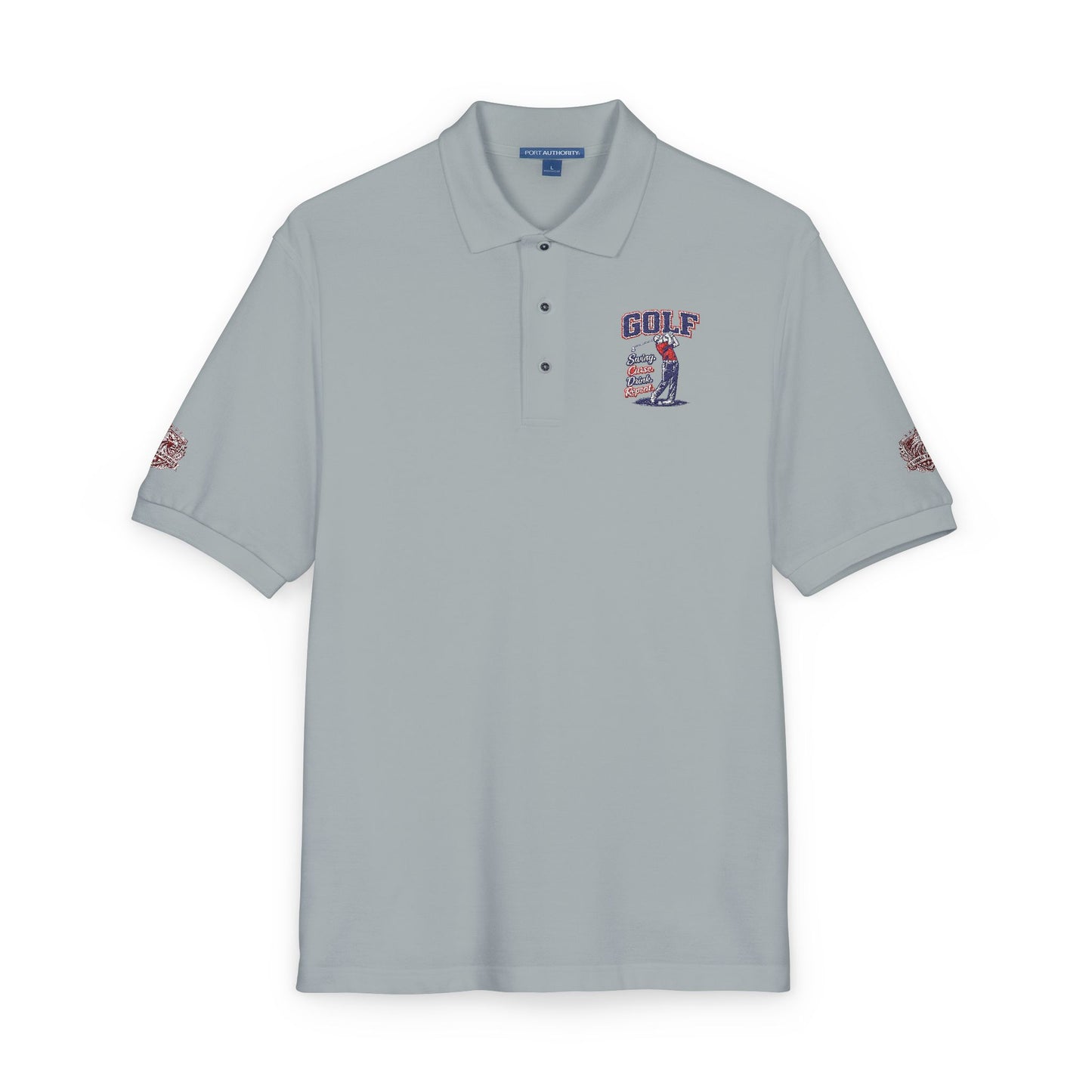 Embroidered American Flag Skull Polo