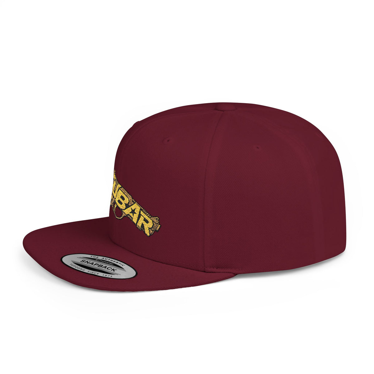 Snapback Hat — Gold 'FUBAR' Gun Embroidery