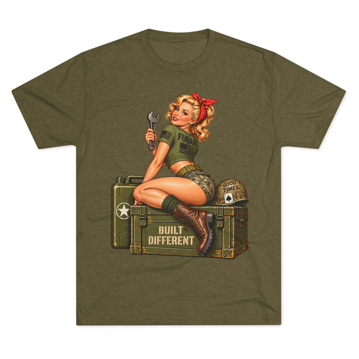 “Built Different” Pin up-Military Shirt