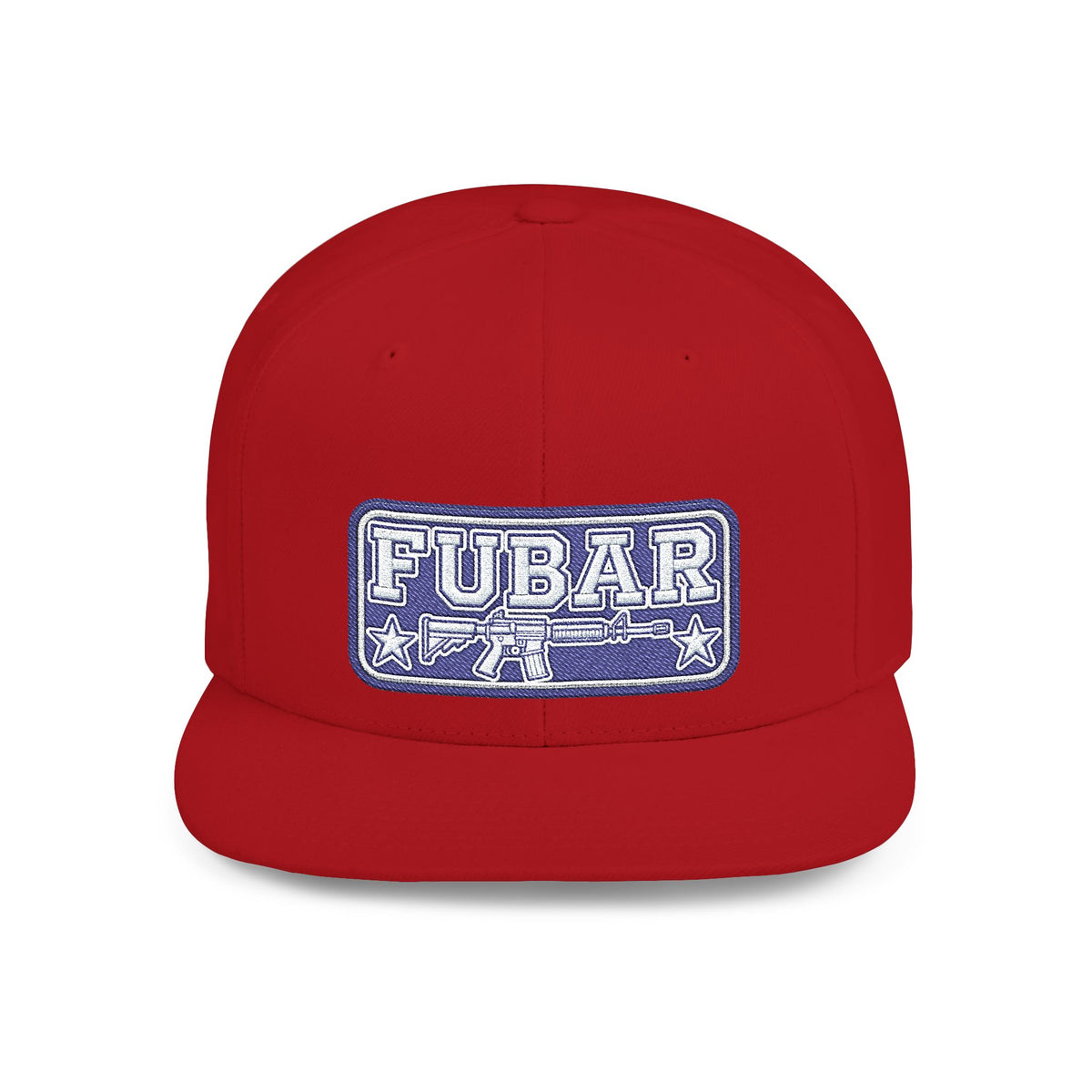 FUBAR Flat Bill Snapback Hat — Retro Embroidered Logo Cap