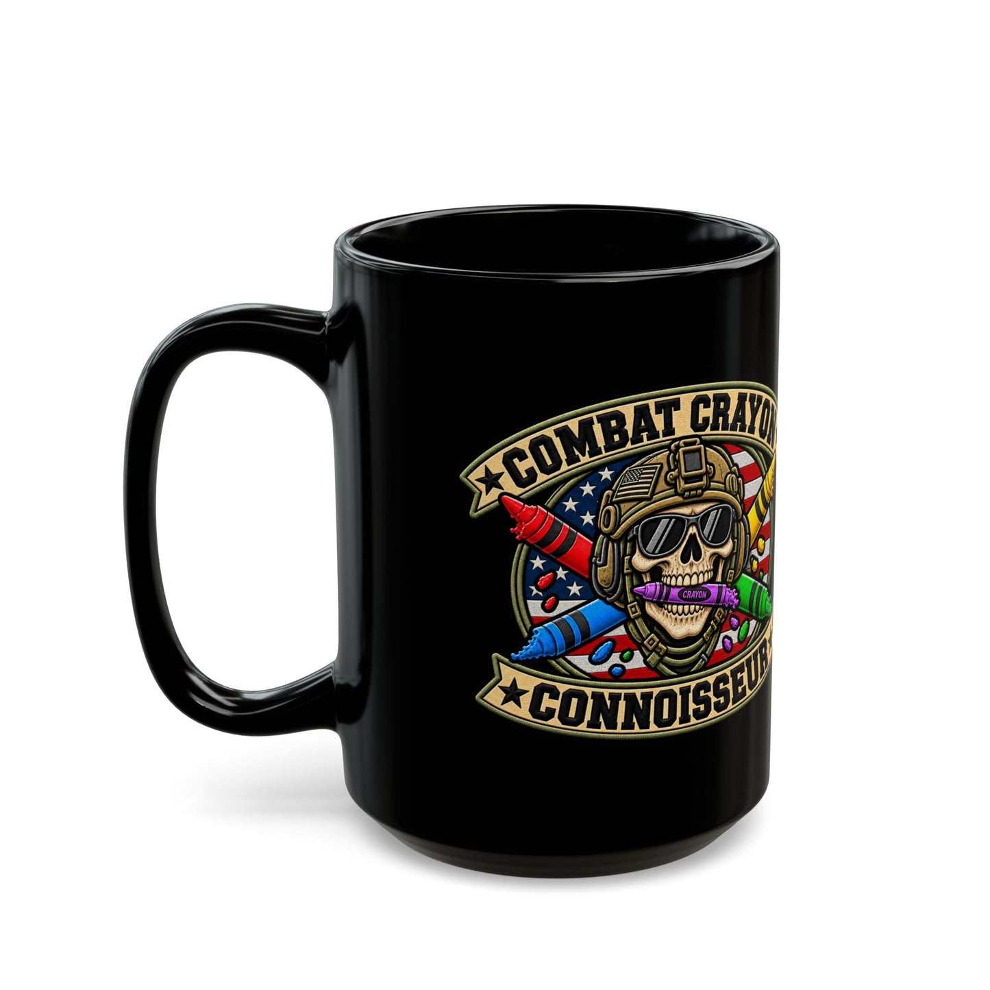 Combat Crayon Connoisseur Black Ceramic Mug