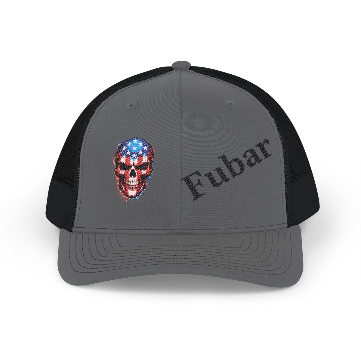 Richardson Patriotic Skull Snapback Trucker Cap (Embroidered)