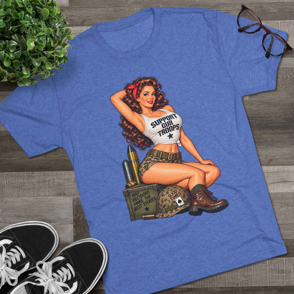 Support Our Troops Pinup T‑Shirt