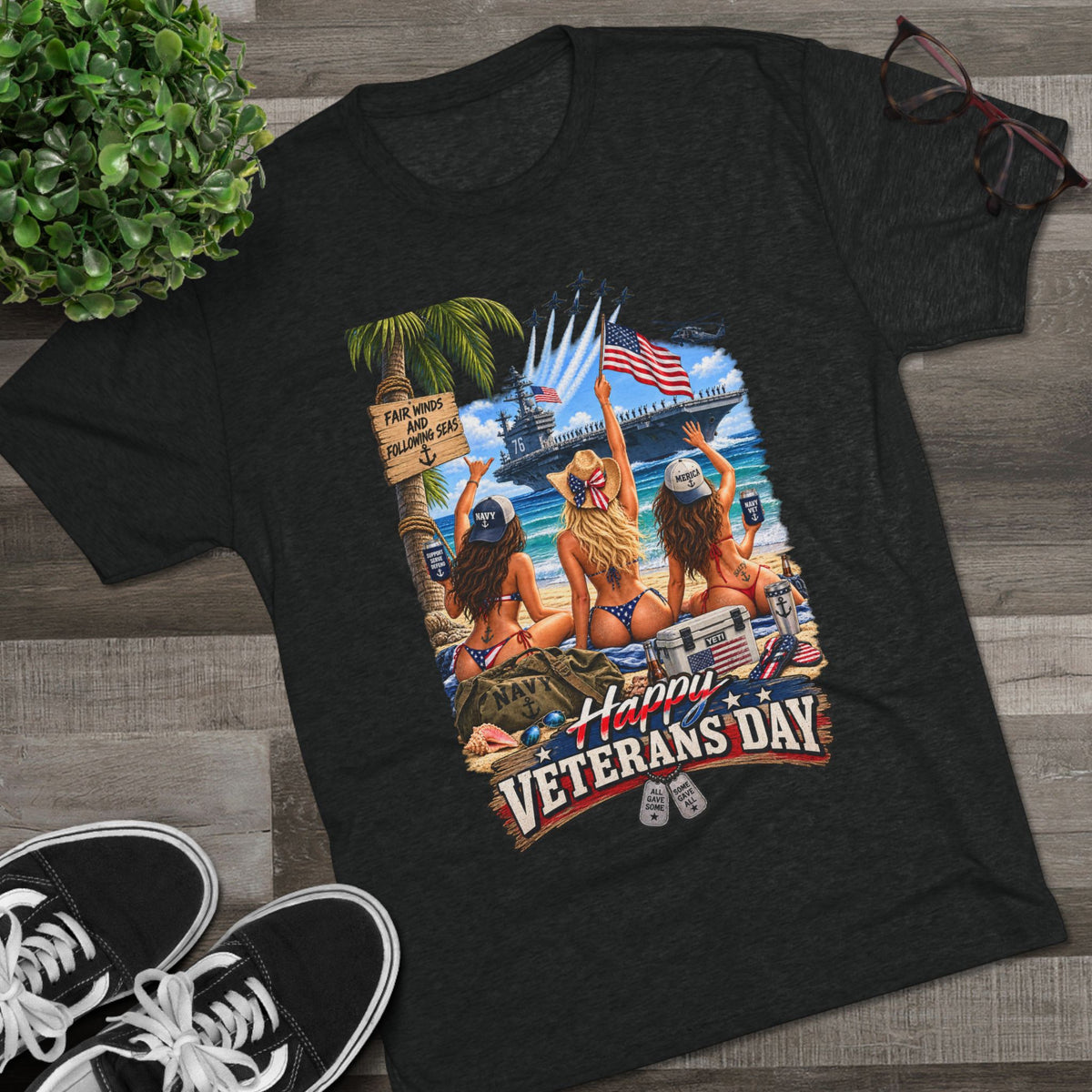 Veterans Day Beach Party T-Shirt (Ship)