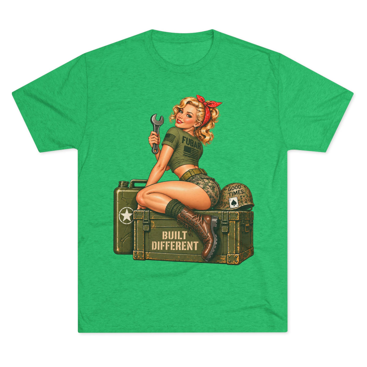 “Built Different” Pin up-Military Shirt
