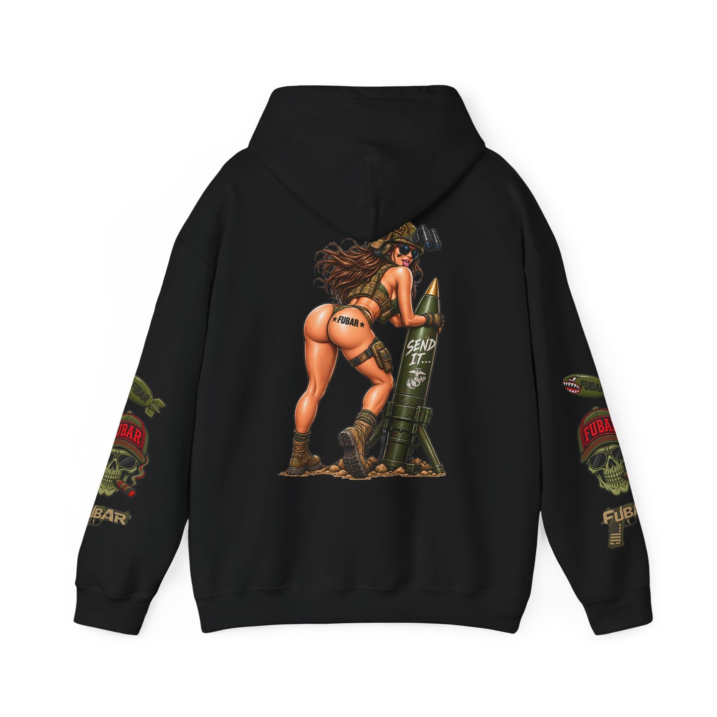 FUBAR Fashion Hoodie — Pin-Up Bomber Girl Graphic Pullover