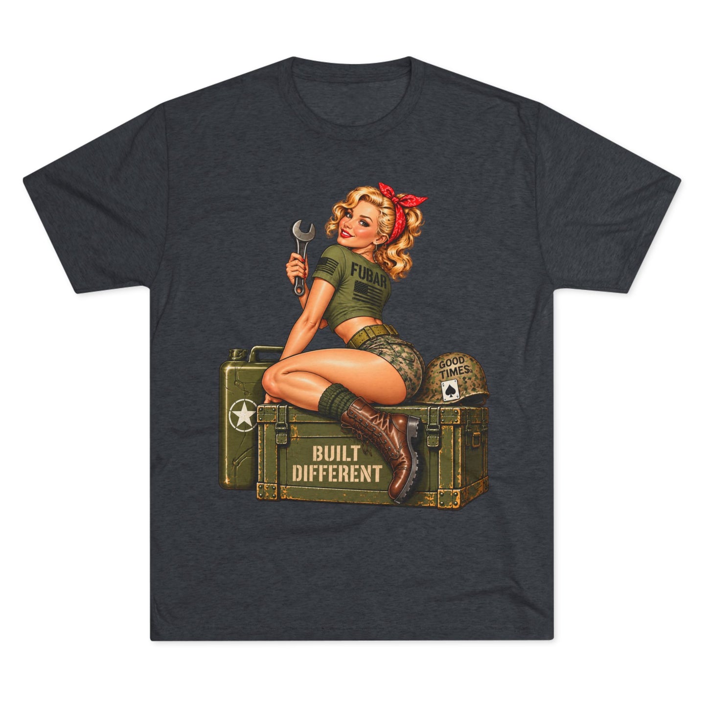 “Built Different” Pin up-Military Shirt