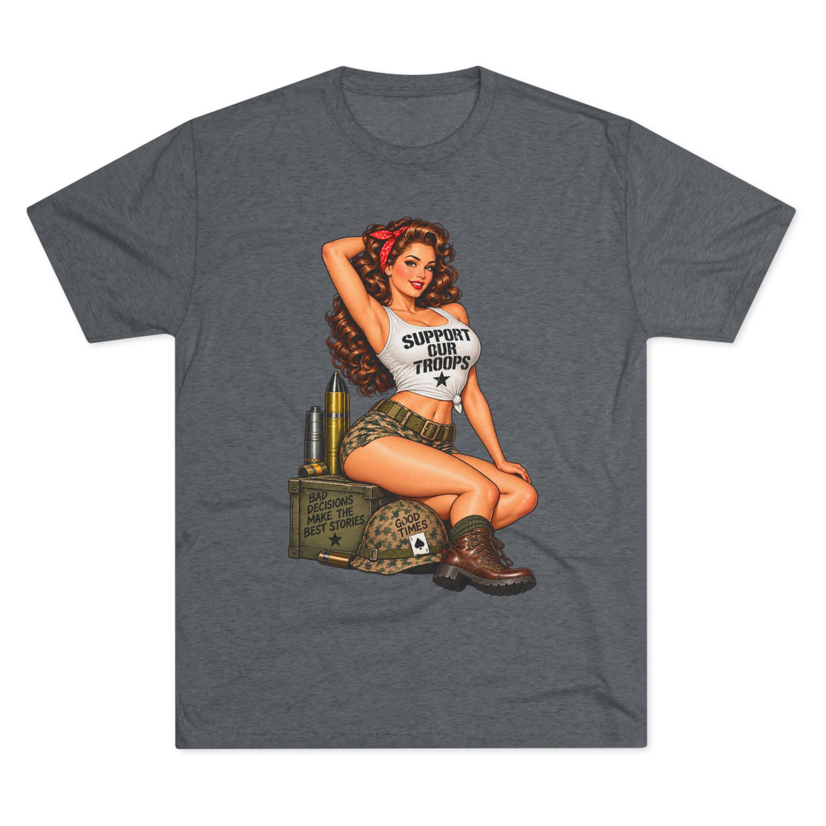 Support Our Troops Pinup T‑Shirt