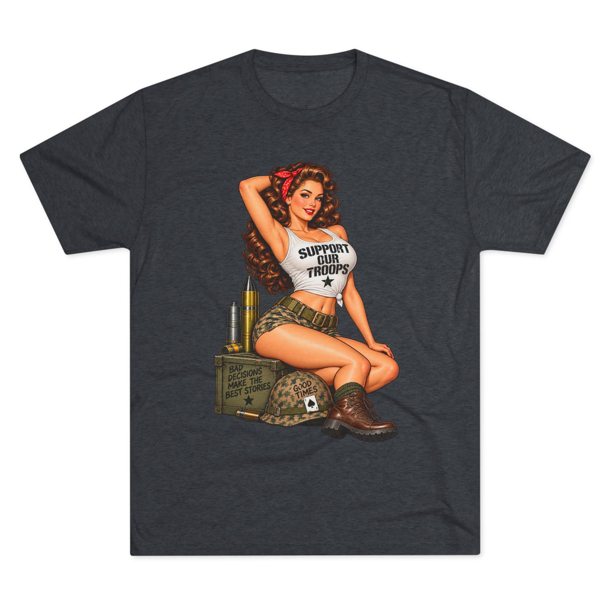 Support Our Troops Pinup T‑Shirt