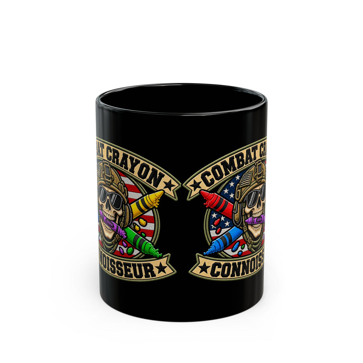 Combat Crayon Connoisseur Black Ceramic Mug