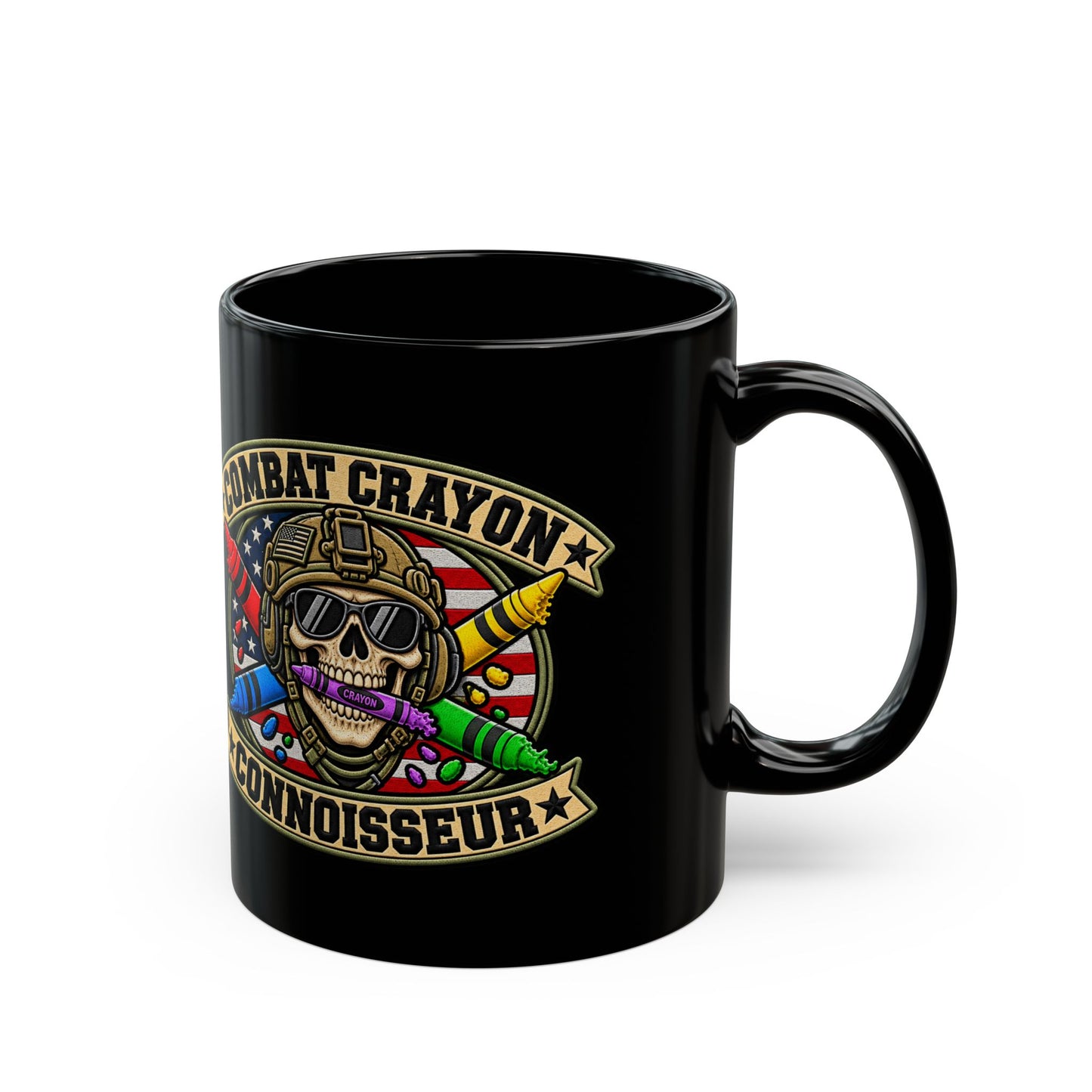 Combat Crayon Connoisseur Black Ceramic Mug