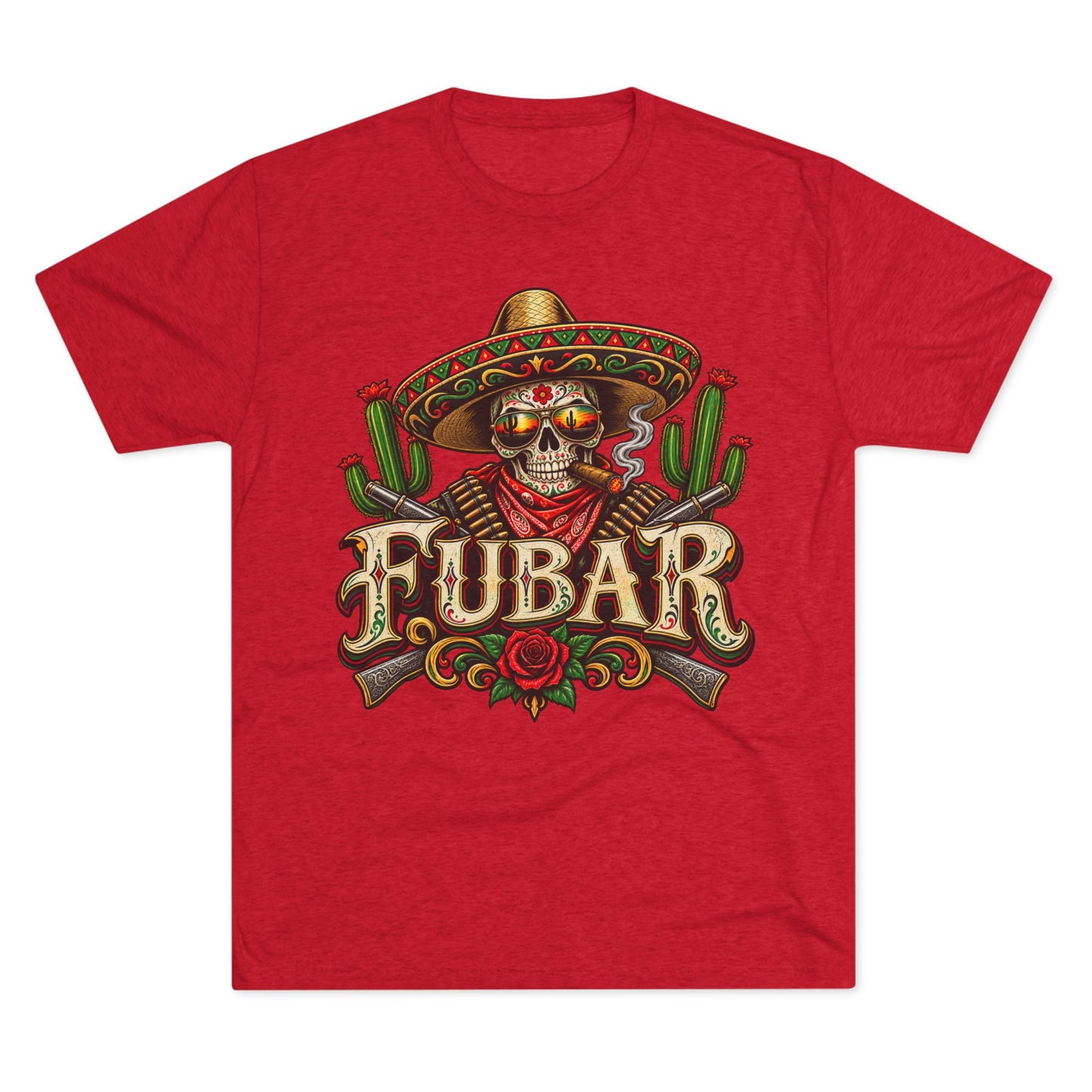 FUBAR Skull Tee — Day of the Dead Sombrero Graphic T-Shirt
