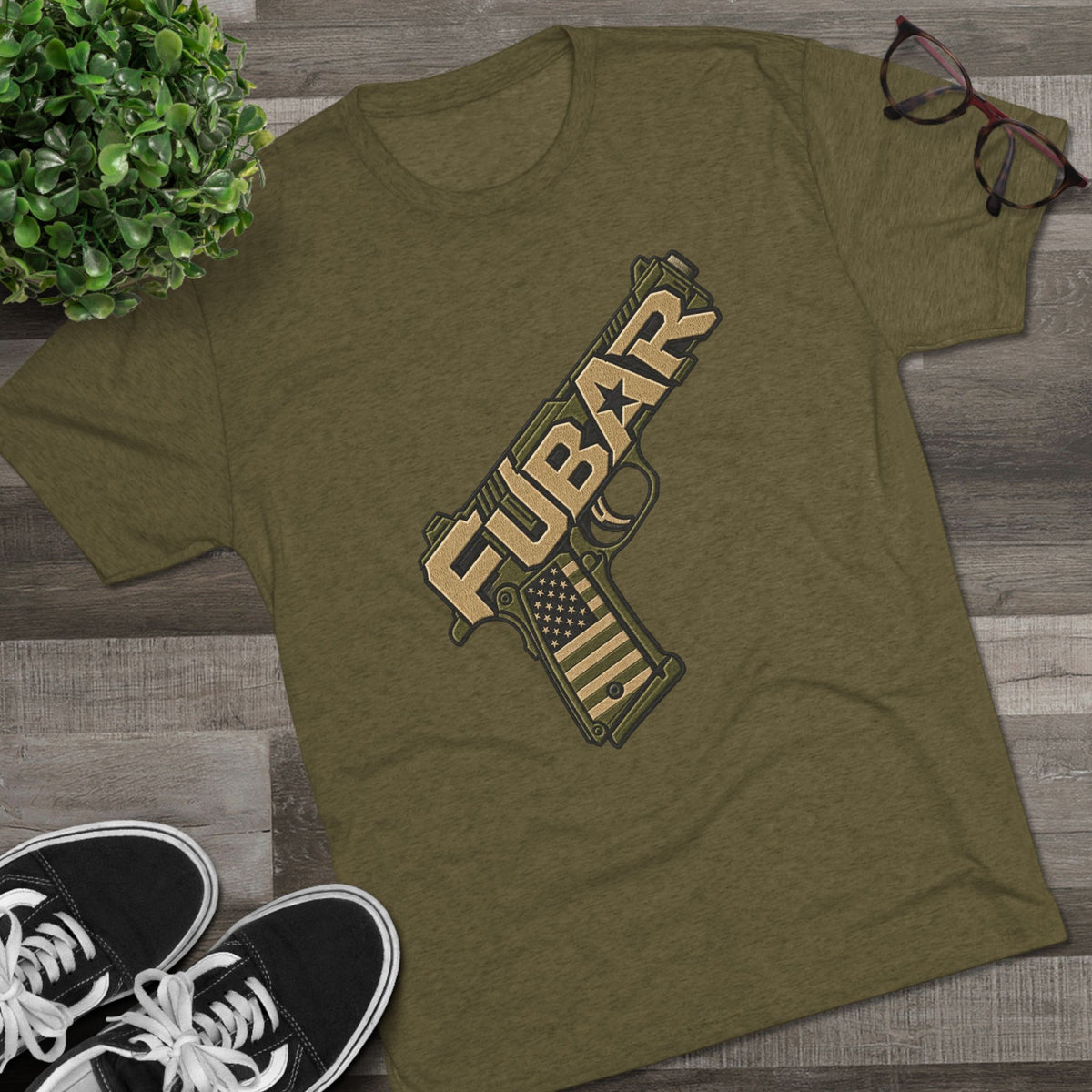 Fubar Military Flag Pistol Design Shirt
