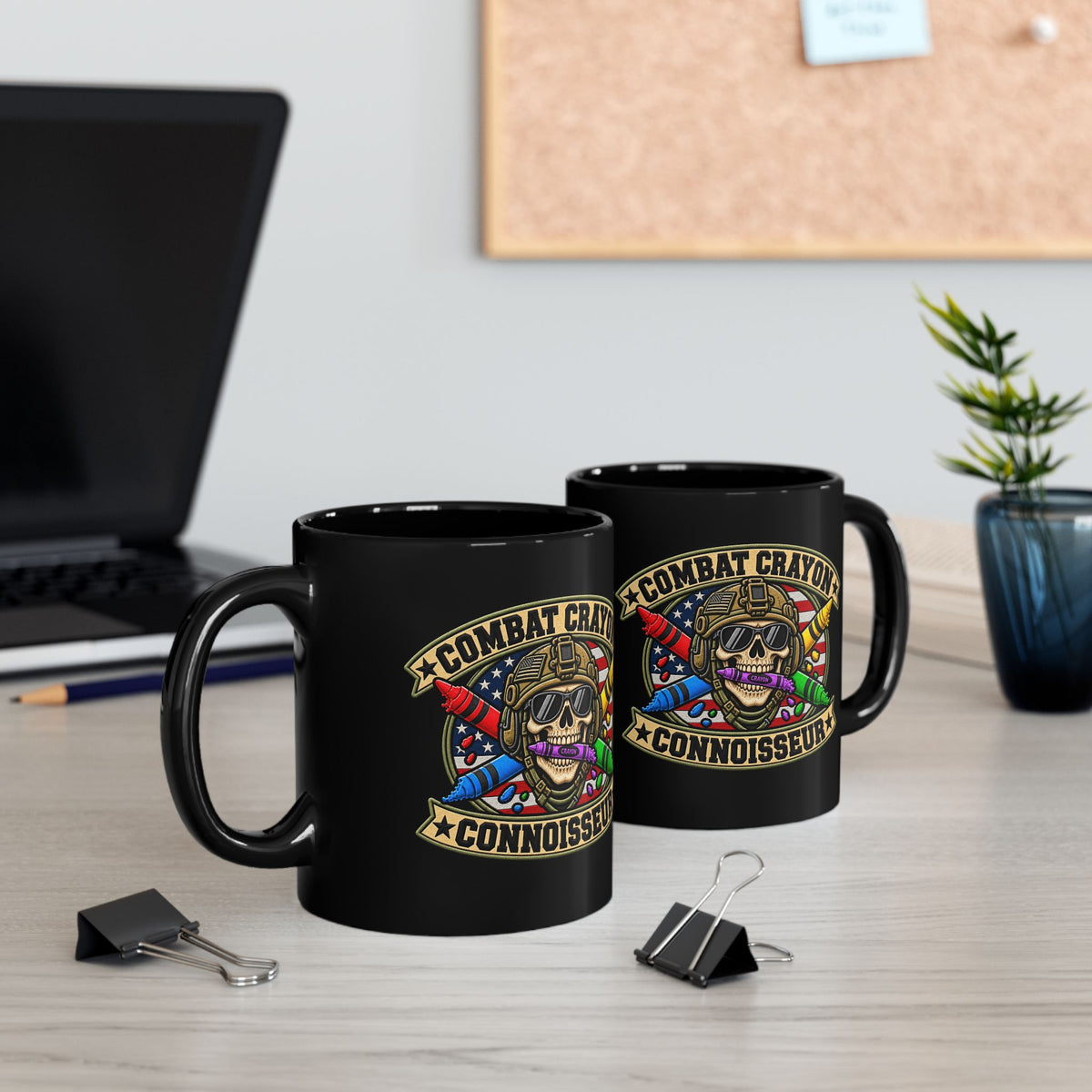 Combat Crayon Connoisseur Black Ceramic Mug