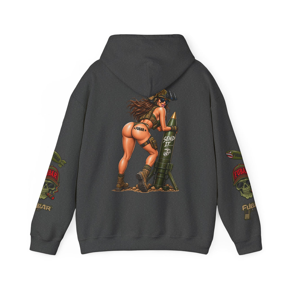 FUBAR Fashion Hoodie — Pin-Up Bomber Girl Graphic Pullover