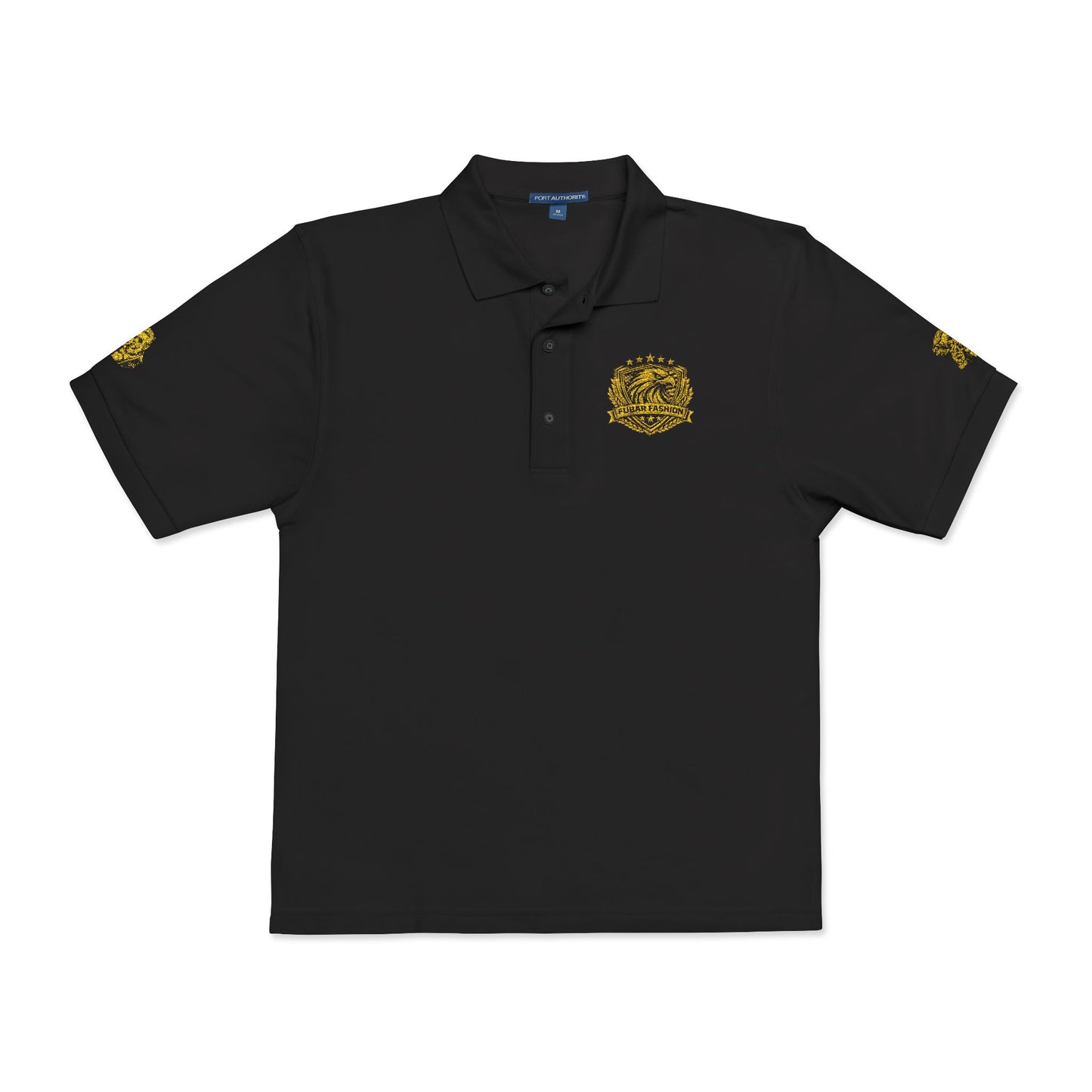 Embroidered Gold Floral Crest Polo Shirt