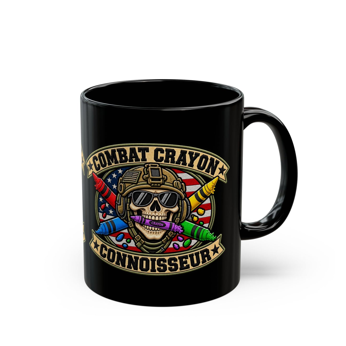 Combat Crayon Connoisseur Black Ceramic Mug