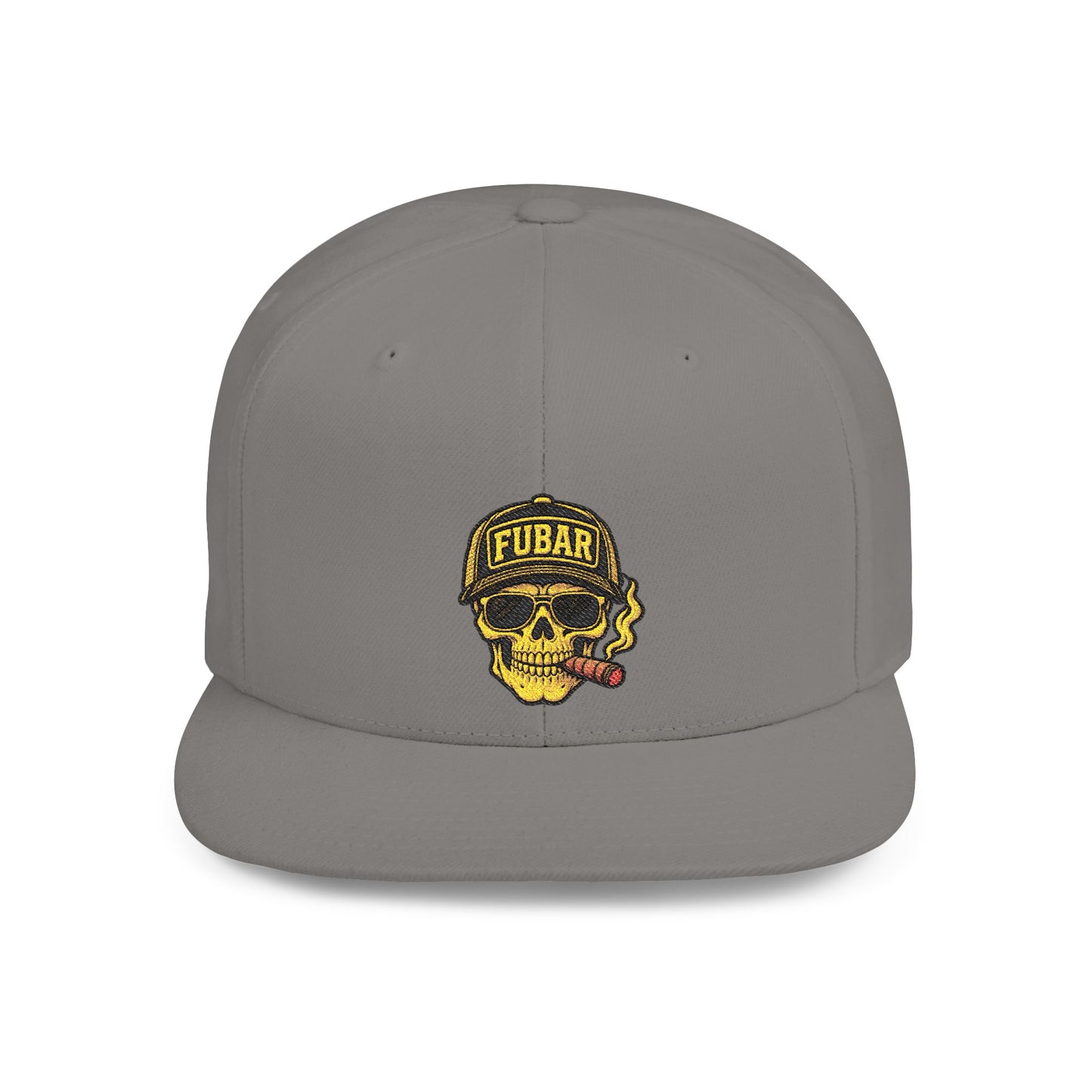 FUBAR Skull Snapback Hat - Flat Bill Embroidered Cap