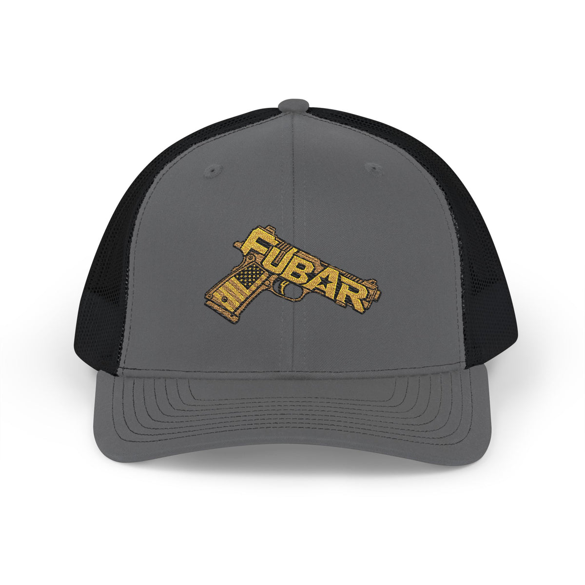 Richardson Trucker Hat –Gun Graphic Snapback Cap (Embroidered)