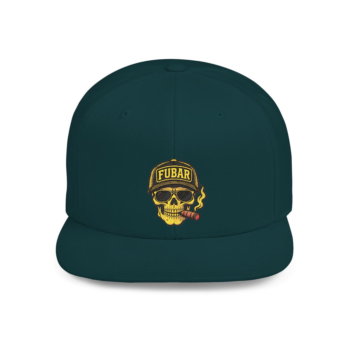 FUBAR Skull Snapback Hat - Flat Bill Embroidered Cap