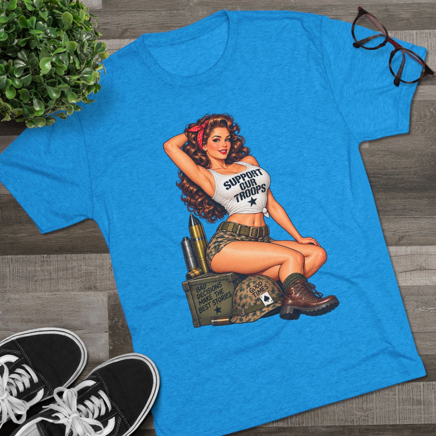 Support Our Troops Pinup T‑Shirt