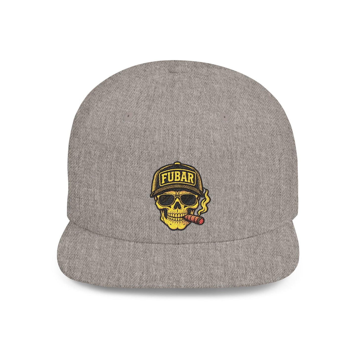 FUBAR Skull Snapback Hat - Flat Bill Embroidered Cap