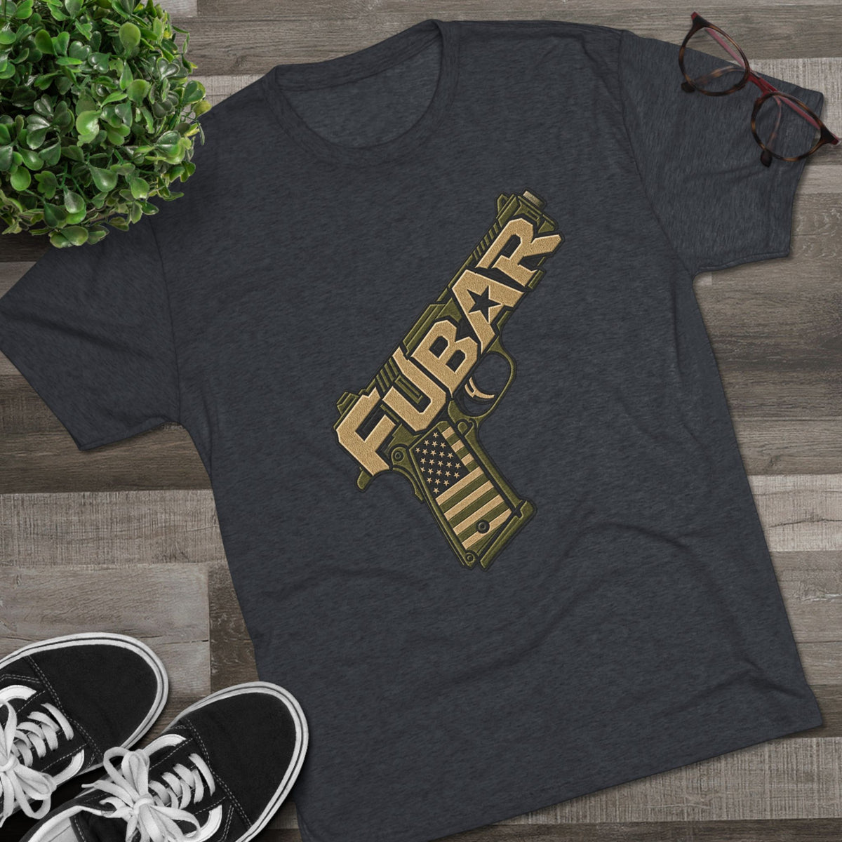 Fubar Military Flag Pistol Design Shirt
