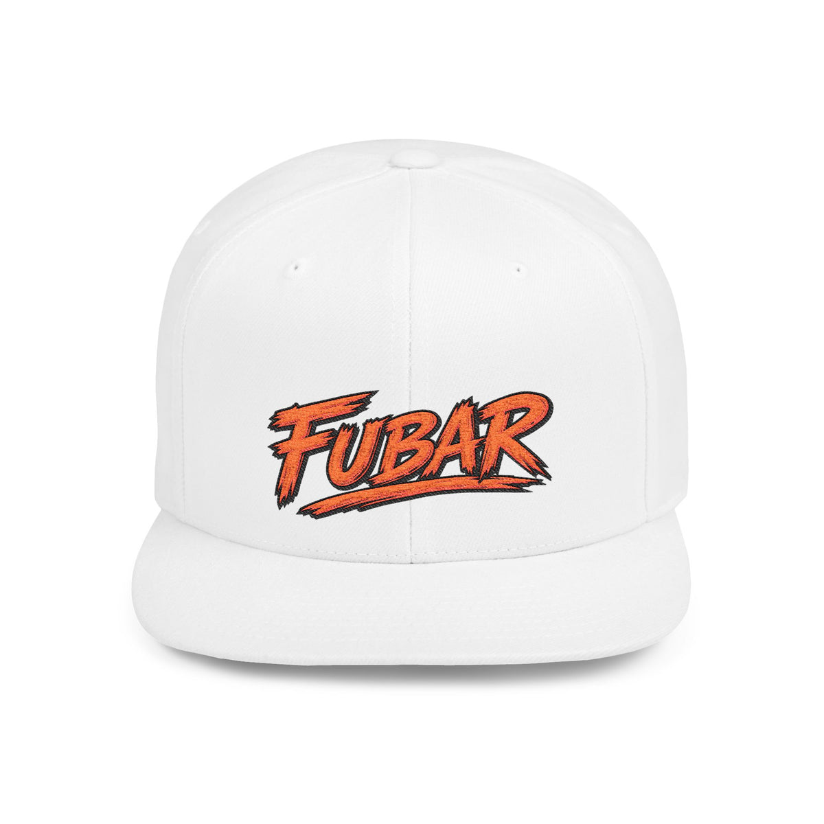 Snapback Hat — Retro 'FUBAR' Graphic Flat Bill Cap