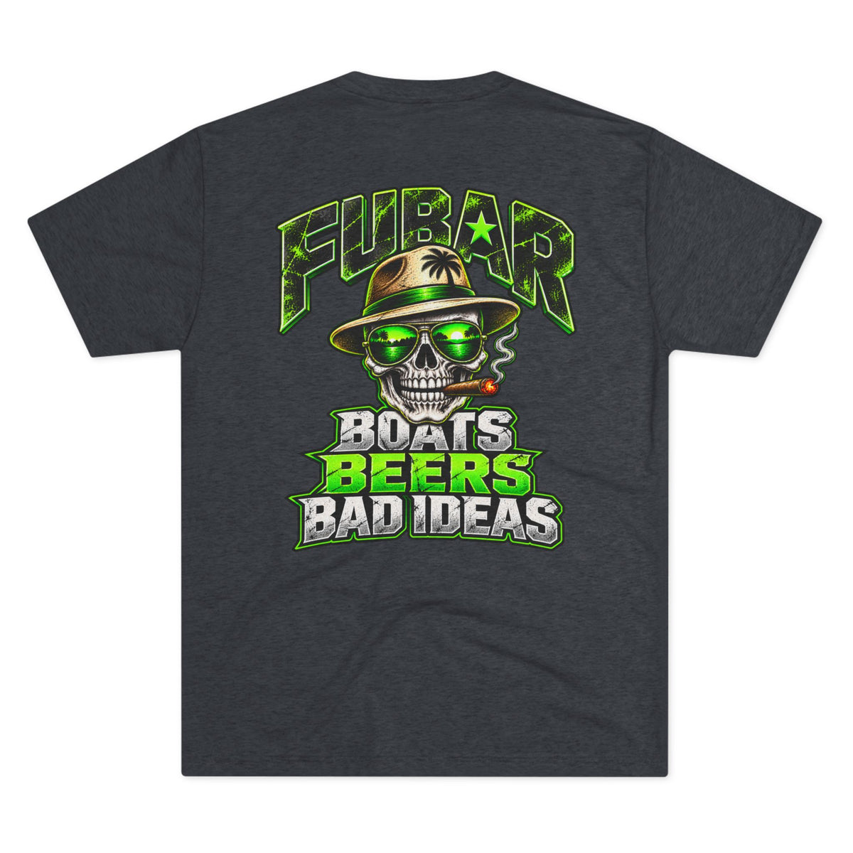 'Boats Beers Bad Ideas' Neon Skull Beach Shirt