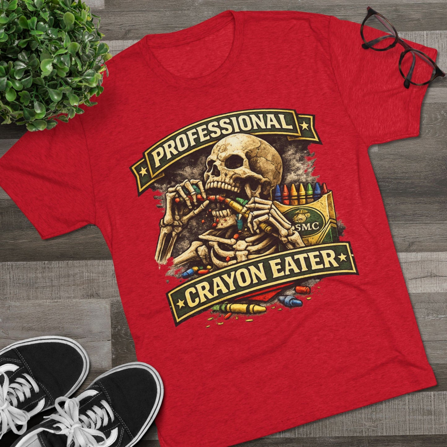 "Professional Crayon Eater" Skull Front & Pin-Up Soldier Back