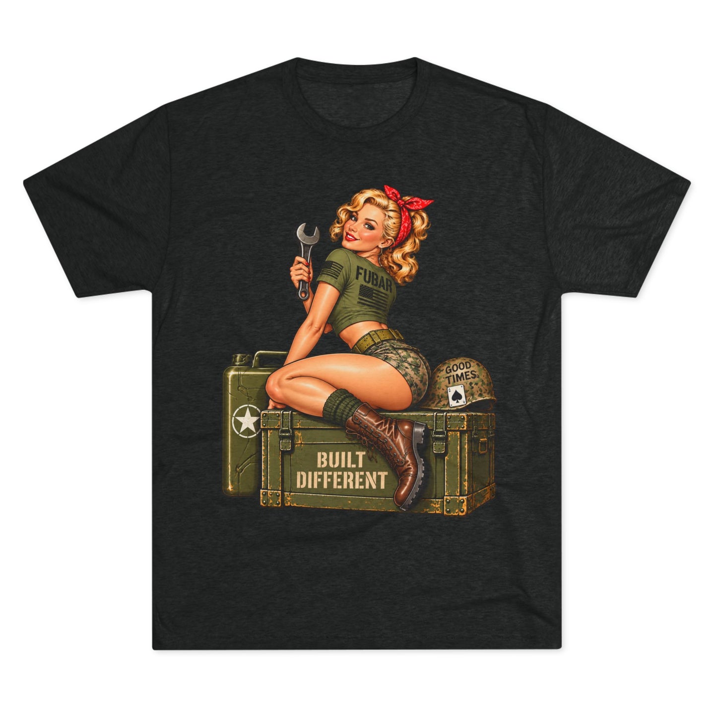 “Built Different” Pin up-Military Shirt